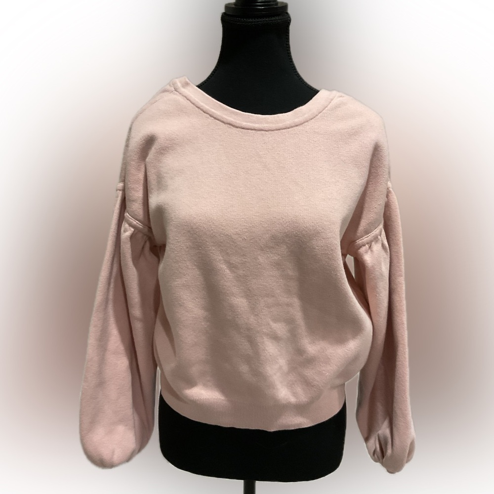 TOPSHOP Pink Sweatshirt with Bishop Sleeves  and V-neck Back  .